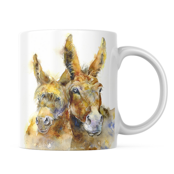 Brown Donkey's Ceramic Mug Artist painted by sheila gill