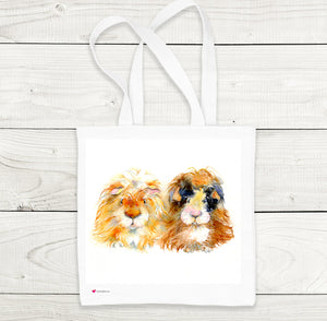 Two Guinea Pigs Printed on a White Tote Bag