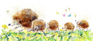 Hedgehog Family Art Card Watercolour designed by artist Sheila Gill
