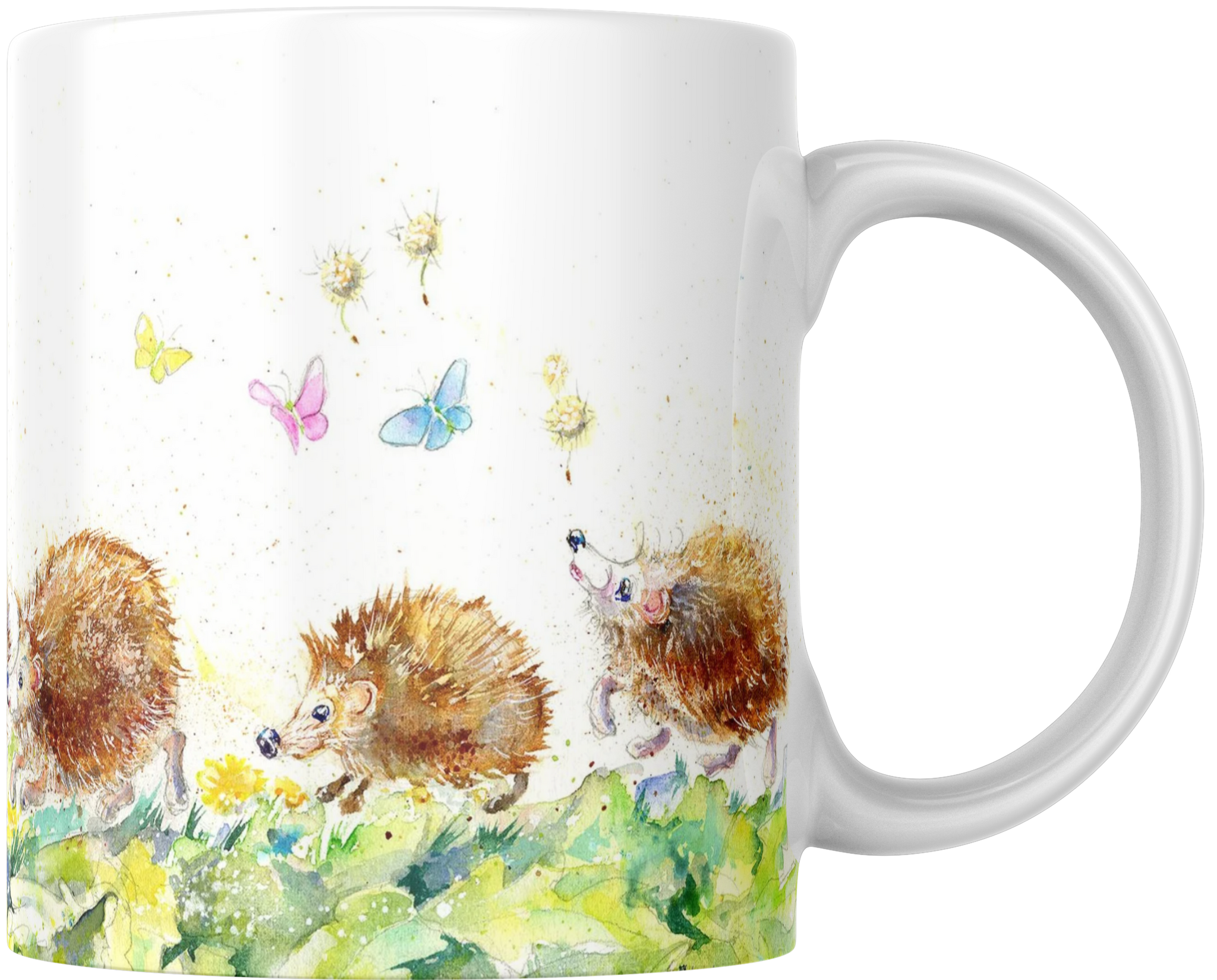 Garden Hedgehog  family Watercolour painted design by sheila gill Ceramic Mug 