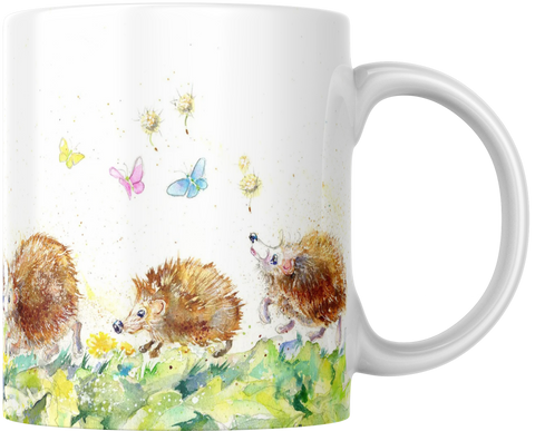 Garden Hedgehog  family Watercolour painted design by sheila gill Ceramic Mug 