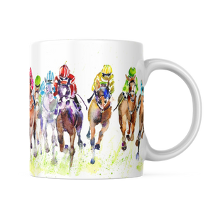 Horse Racing Mug Artist painted image by sheila gill
