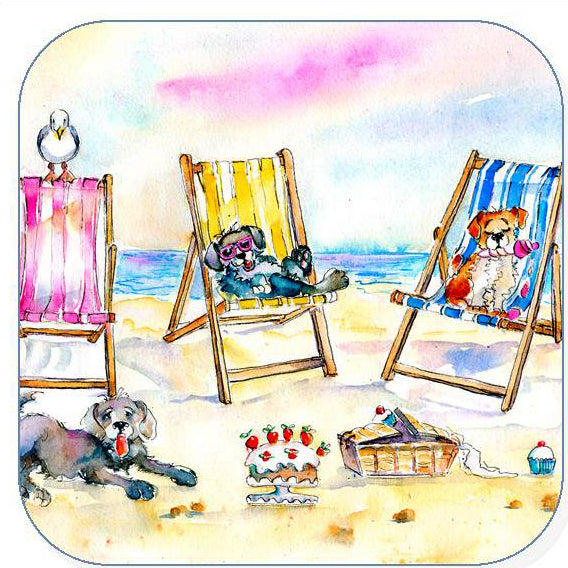 Dogs and Deckchairs drinks coaster