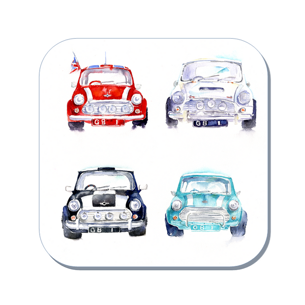 Classic Car Red Mini drinks coaster