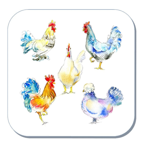 Farmyard chickens drinks coaster