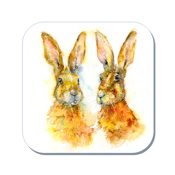 Brown Hares drinks coaster