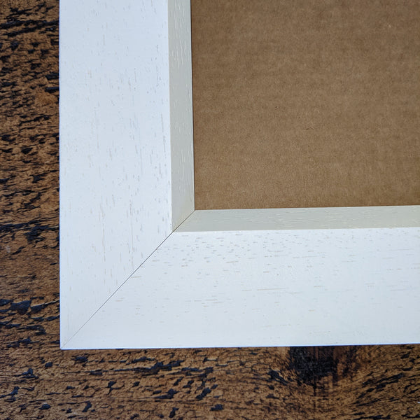 Detail of white wood frame