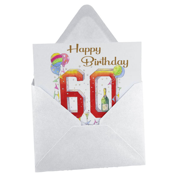 60th Birthday Greeting Card designed by artist Sheila Gill