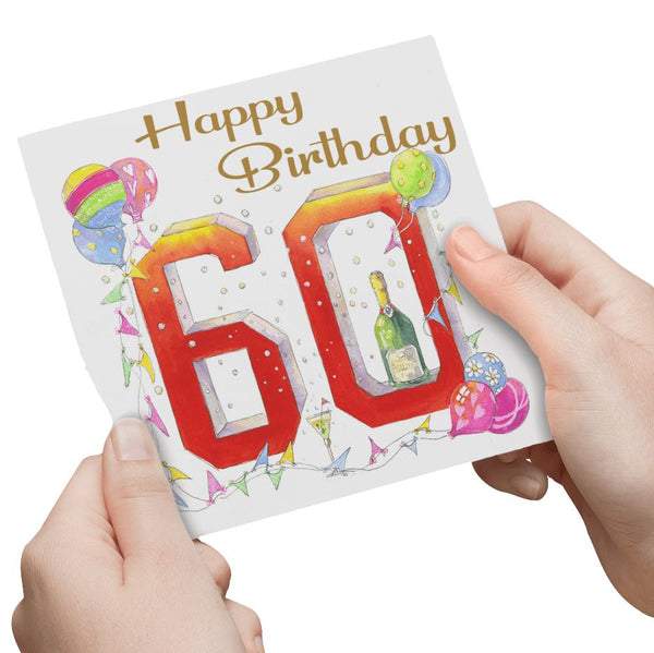 60th Birthday Greeting Card designed by artist Sheila Gill