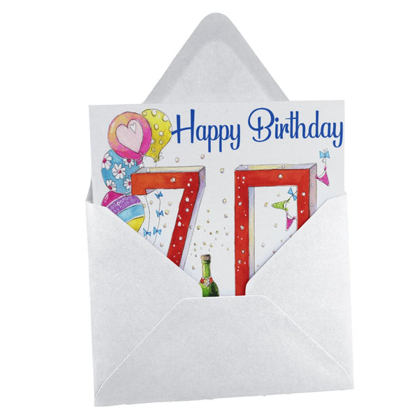 70th Birthday Greeting Card designed by artist Sheila Gill