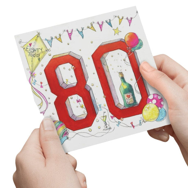80th Birthday Greeting Card designed by artist Sheila Gill