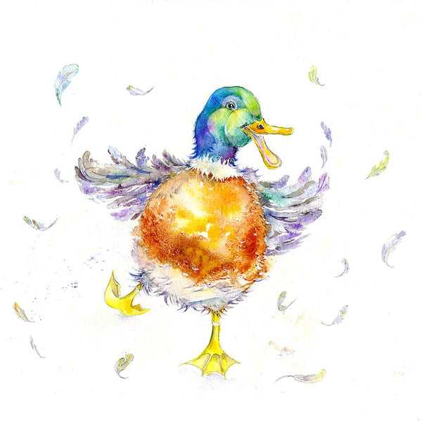 Funny Duck Art Print Sheila Gill Fine Art Mounted Print 30 x 30cm No Frame 