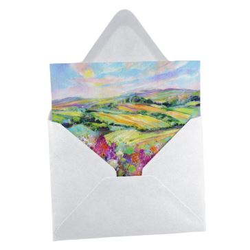 Evening Landscape Derbyshire Greeting Card designed by artist Sheila Gill