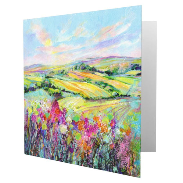 Evening Landscape Derbyshire Greeting Card designed by artist Sheila Gill