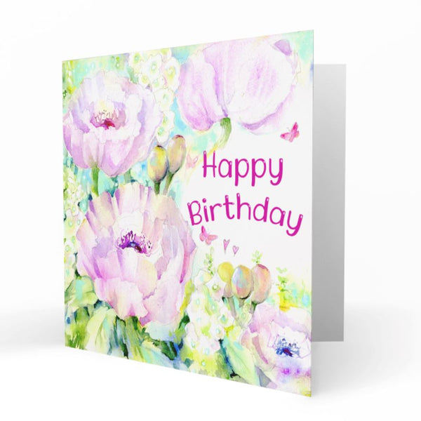 Happy Birthday Poppy Greeting Card designed by artist Sheila Gill with envelope