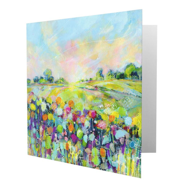 Morning Landscape Derbyshire Greeting Card Contemporary Painting by artist Sheila Gill