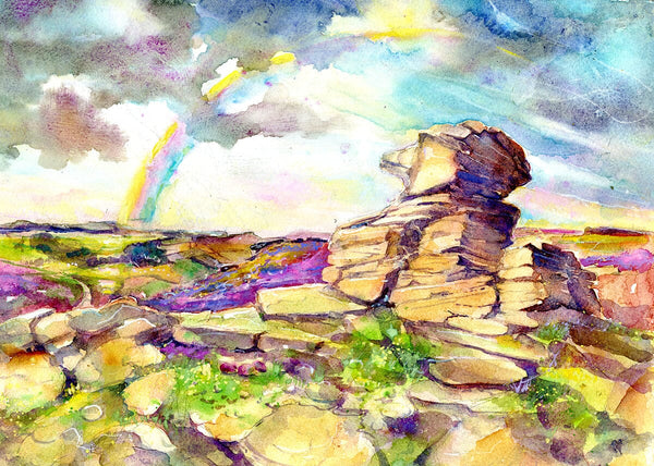 Mother Cap, Peak District - Landscape Art Print from an original watercolour by artist Sheila Gill

