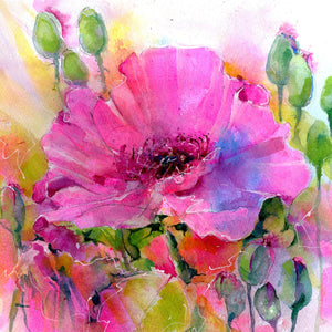 Pink Poppy Art Print contemporary home decoration designed by artist Sheila Gill