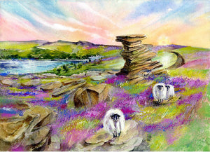 Salt Cellar, Derwent Edge, Peak District - Landscape Art Print by watercolour artist Sheila Gill