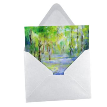 Bluebell Woods Greeting Card designed by artist Sheila Gill with envelope
