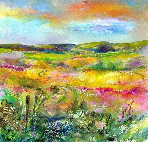 A Perfect View - Derbyshire Watercolour Landscape Art Print designed by artist Sheila Gill
