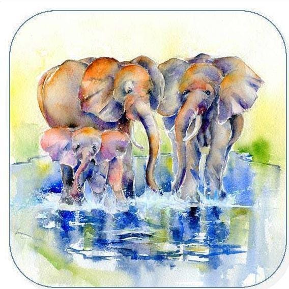 African Elephants Coaster Sheila Gill Fine Art