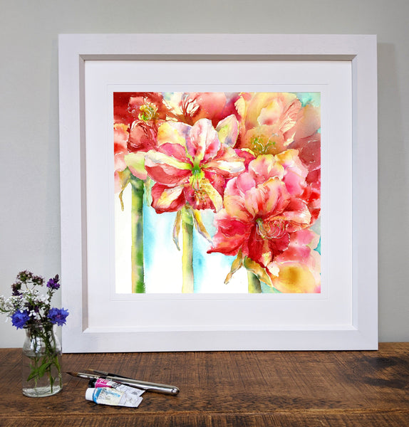 Amaryllis - Flower Framed Art Print modern Contemporary design designed by artist Sheila Gill