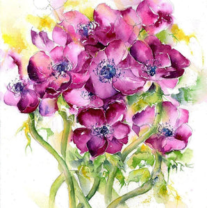 Anemone Floral Greeting Card designed by artist Sheila Gill