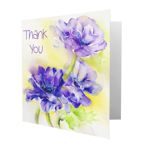 Anemone Flower Thank You Notelet Card Pack designed by artist Sheila Gill