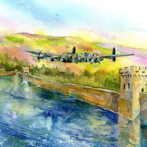 Avro Lancaster Bomber Greeting Card designed by artist Sheila Gill