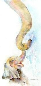 Baby Elephant Art Picture watercolour designed by artist Sheila Gill

