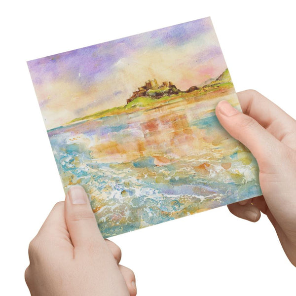 Bamburgh Castle Greeting Card designed by artist Sheila Gill
