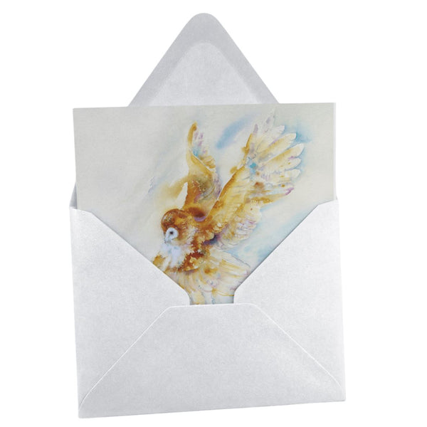 Barn Owl Greeting Card designed by artist Sheila Gill