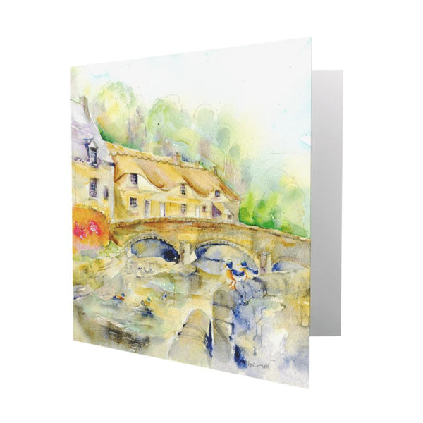 Baslow Cottages Greeting Card designed by artist Sheila Gill