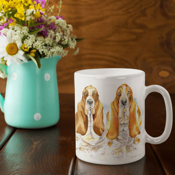 Basset Hound Dog Ceramic Mug designed by artist Sheila Gill