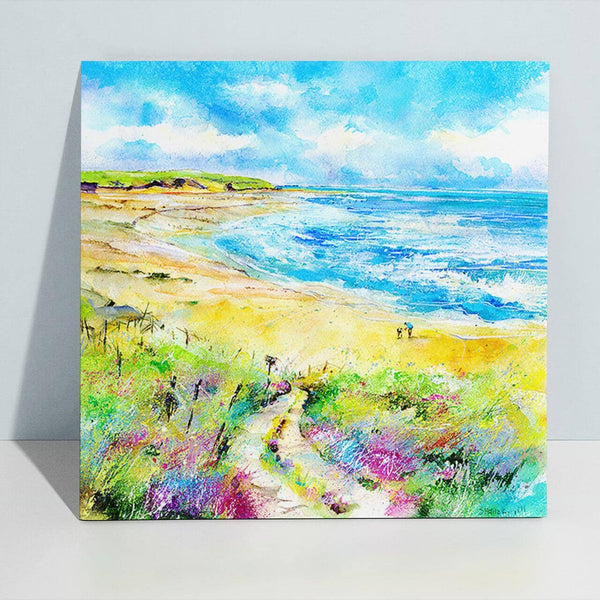 A Walk on the Beach - St. Georges Cove, Cornwall Canvas Art Print designed by artist Sheila Gill
