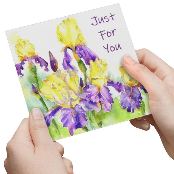 Bearded Iris Flower Card designed by artist Sheila Gill