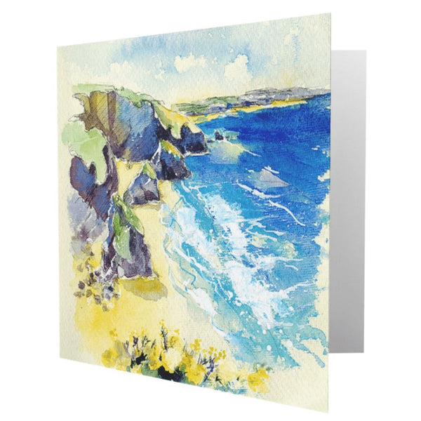 Bedruthan Steps, Cornwall Greeting Card designed by artist Sheila Gill