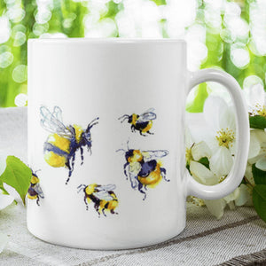 Bees China Mug designed by artist Sheila Gill