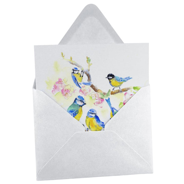 Blue Tit Greeting Card designed by artist Sheila Gill