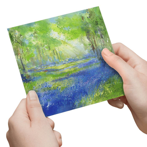 Bluebell Woods Greeting Card designed by artist Sheila Gill
