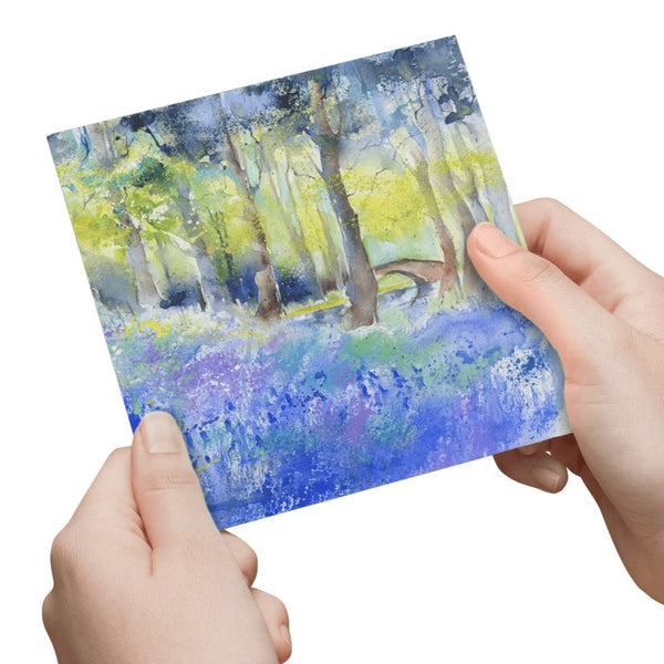 Bluebell Woods Greeting Card designed by artist Sheila Gill