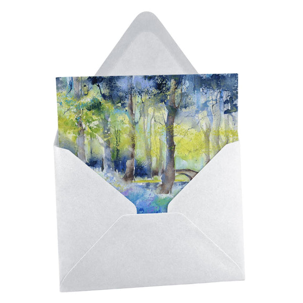 Bluebell Woods Greeting Card designed by artist Sheila Gill