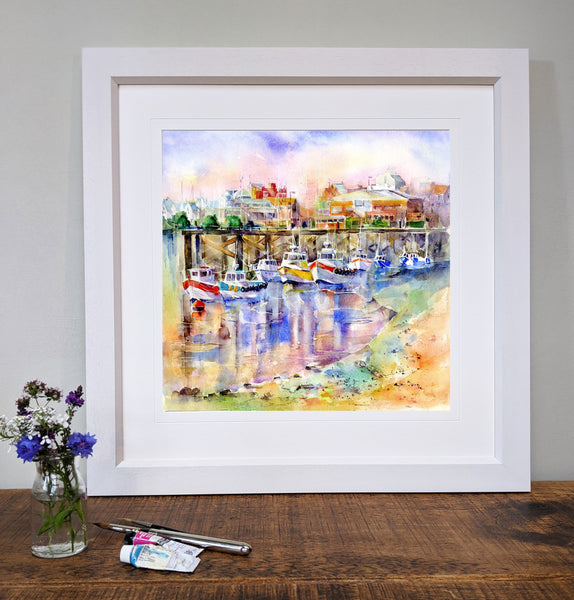 Bridlington Harbour, Yorkshire Art Print designed by artist Sheila Gill