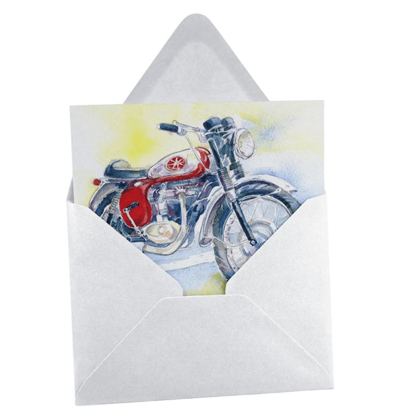 British Classic Motorbike Greeting Card designed by artist Sheila Gill