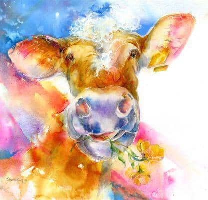 Buttercup Cow Greeting Card designed by artist Sheila Gill
