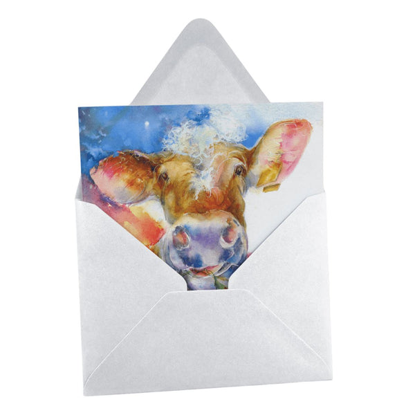 Buttercup Cow Greeting Card designed by artist Sheila Gill