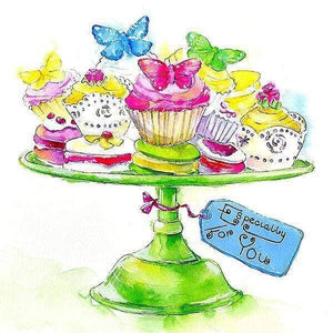 Butterfly Cakes Greeting Card designed by artist Sheila Gill