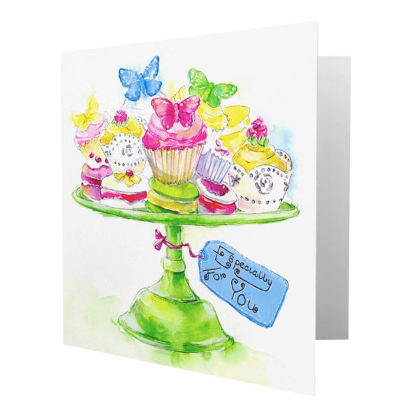 Butterfly Cakes Greeting Card designed by artist Sheila Gill