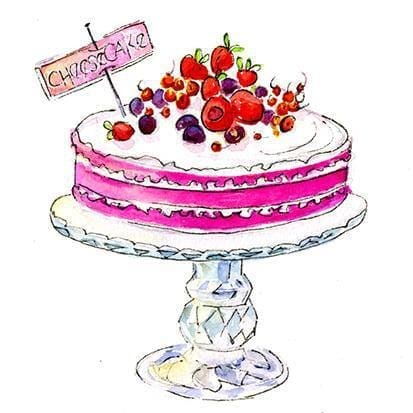 Cake Stand Gift Wrap designed by artist Sheila Gill
